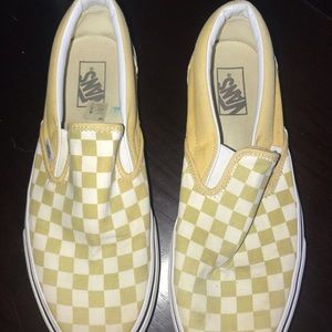 Yellow checkered vans slides